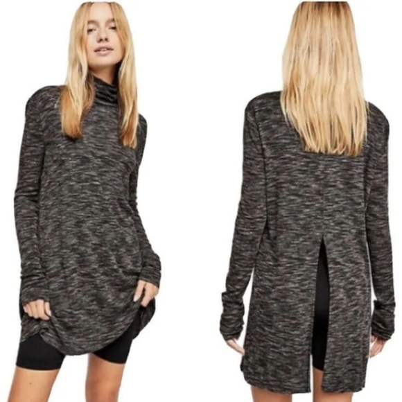We The Free Tops - We The Free Heather Black Split Back Tunic Size Small